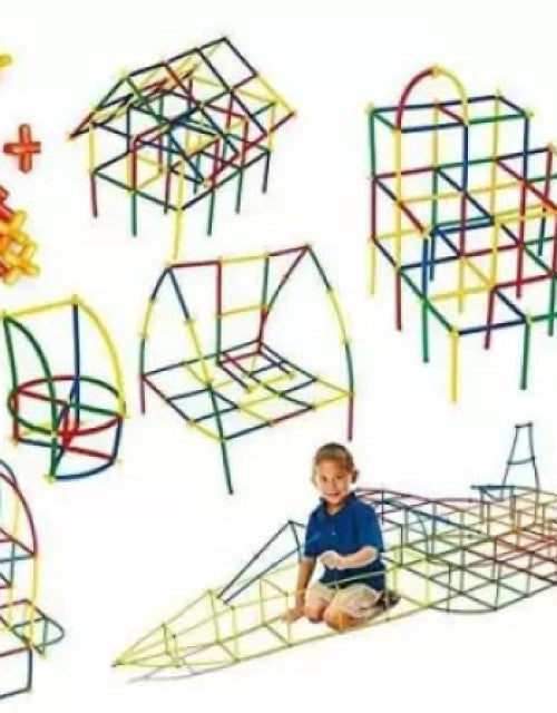 Colorful Straw Educational Building Smart City Blocks for Kids